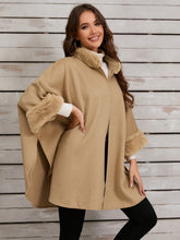 Load image into Gallery viewer, Fuzzy Trim Long Sleeve Poncho