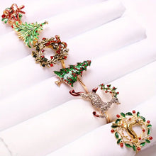 Load image into Gallery viewer, Pack of 6 Golden Napkin Rings, For Christmas Decoration Ornaments, Holiday Napkin Holders