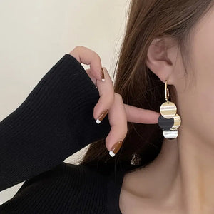 Dazzling Retro Elegance Dangle Earrings - Glossy Alloy Jewelry with Delicate Design