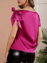 Load image into Gallery viewer, Chic Spring/Summer Off-Shoulder Tie Blouse - Elegant, Asymmetrical, Easy-Care &amp; Comfort-Fit