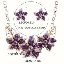 Load image into Gallery viewer, Fashionable Floral Baked Paint Jewelry Set - Shimmering Rhinestone Clavicle Chain &amp; Flower Stud Earrings Duo