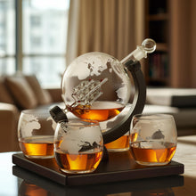 Load image into Gallery viewer, Elegant Design Whiskey Decanter Globe Set for Men with 4 Glasses, The Best Gift For Him, Valentine&#39;s Day Gift