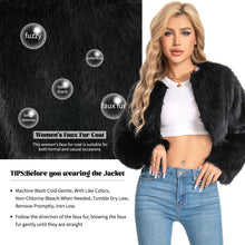 Load image into Gallery viewer, Cropped Fur Coat for Women, Faux Furry Long Sleeve Fluffy Jacket Open Front Winter Shaggy Warm Outwear