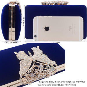 Dexmay Rhinestone Clutch Bag with Crystal Butterfly Clasp Women Evening Handbag Formal Party Purse