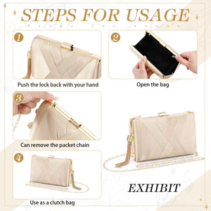 3 Pcs Clutch Purses for Women Handbag Evening Purses Bag for Wedding Vintage Banquet Handbag Earrings Necklace Set