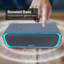 Load image into Gallery viewer, DOSS Bluetooth Speaker, SoundBox Pro Wireless Speaker with 20W Stereo Sound, Active Extra Bass, Bluetooth5.0, IPX6 Waterproof, Wireless Stereo Pairing, Multi-Colors Lights, 20Hrs Playtime