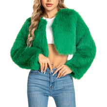 Load image into Gallery viewer, Cropped Fur Coat for Women, Faux Furry Long Sleeve Fluffy Jacket Open Front Winter Shaggy Warm Outwear