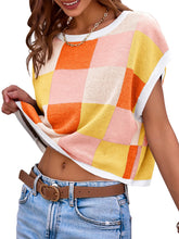 Load image into Gallery viewer, Womens Cap Sleeve Crop Tops Crew Neck Knit Trendy Casual Sweater