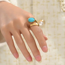 Load image into Gallery viewer, Inlaid Faux Turquoise Wrap Ring Vintage Style Zinc Alloy Finger Ring Jewelry Accessory