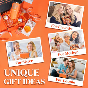 Unique Spa Gifts Box Set for Mom, Sister, Her, Girlfriend, Wife Bright Orange Gift Box