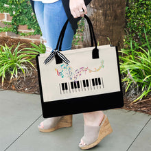 Load image into Gallery viewer, Pianist Canvas Tote Bag, Piano Musical Gifts, Piano Lover Tote Bag, Piano Teacher Student Gift, Music Tote Bag