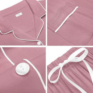 SWOMOG Womens Button Down Pajamas Set Short Sleeve Sleepwear Bride Soft Pj Lounge Sets XS-3XL