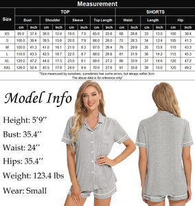 SWOMOG Womens Button Down Pajamas Set Short Sleeve Sleepwear Bride Soft Pj Lounge Sets XS-3XL