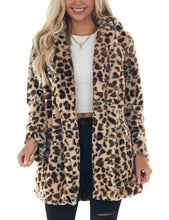 Load image into Gallery viewer, Women&#39;s Faux Fur Jackets Autumn Winter Leopard Coats Loose Fur Coat with Pockets