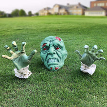 Load image into Gallery viewer, Heyzeibo Halloween Decorations - Halloween Realistic Zombie Face and Arms Lawn Stakes - Green Skeleton Bone Head and Hands Garden Yard Stakes for Haunted House Graveyard, Cemetery, Coffin Party