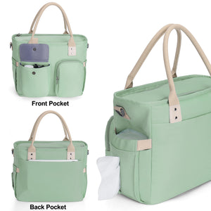 SUNUP Large Insulated Lunch Bag for Women, Leak-proof Adult Lunch Box for Work with Removable Shoulder Strap, Loncheras para Mujer, Green