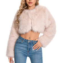 Load image into Gallery viewer, Cropped Fur Coat for Women, Faux Furry Long Sleeve Fluffy Jacket Open Front Winter Shaggy Warm Outwear