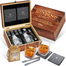 Load image into Gallery viewer, Whiskey Set, Whiskey Glasses, Stainless Chilling Stones, Coasters, Tongs - Whiskey Stones Gift Set for Men