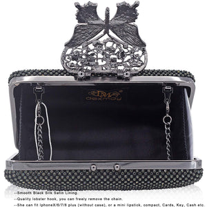 Dexmay Rhinestone Clutch Bag with Crystal Butterfly Clasp Women Evening Handbag Formal Party Purse