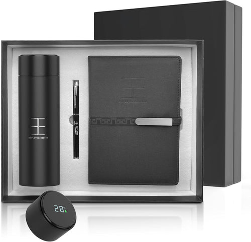 Elegant Gift Box - Thank You Gifts, Employee Gifts, Appreciation Gifts, (Thermos, Ballpoint pen, Notebook) for Men