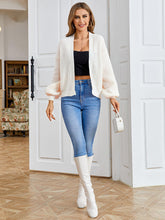 Load image into Gallery viewer, Women&#39;s Color Block Open Front Long Sleeve Ribbed Knit Cropped Cardigan Sweaters