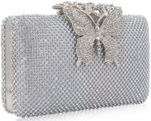 Load image into Gallery viewer, Dexmay Rhinestone Clutch Bag with Crystal Butterfly Clasp Women Evening Handbag Formal Party Purse