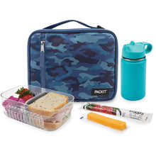 Load image into Gallery viewer, PackIt Freezable Classic Lunch Box, Black, Built with EcoFreeze® Technology, Collapsible, Reusable, Zip Closure With Zip Front Pocket and Buckle Handle, Designed for Fresh Lunches