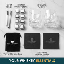 Load image into Gallery viewer, Whiskey Set, Whiskey Glasses, Stainless Chilling Stones, Coasters, Tongs - Whiskey Stones Gift Set for Men