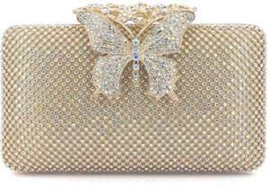 Dexmay Rhinestone Clutch Bag with Crystal Butterfly Clasp Women Evening Handbag Formal Party Purse