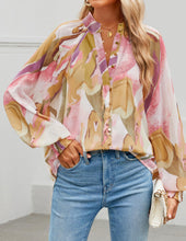 Load image into Gallery viewer, ZESICA Women&#39;s Floral Print Blouse 2024 Long Sleeve Button Down Casual Fall Boho Oversized Tops Shirts