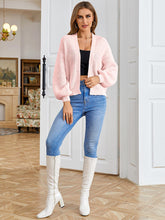 Load image into Gallery viewer, Women&#39;s Color Block Open Front Long Sleeve Ribbed Knit Cropped Cardigan Sweaters