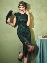 Load image into Gallery viewer, SWEETV Women&#39;s Flapper Dresses 1920s Great Gatsby Dresses Sequin Fringed Roaring 20s Cocktail Dress