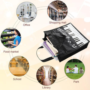 Cunno 4 Pcs Small Piano Music Bag Piano Keys Handbag Reusable Tote Bag Shoulder Shopping Bag Book Bag Tote for Music Lovers Gifts