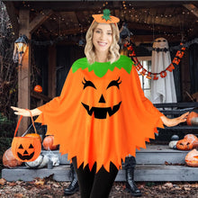 Load image into Gallery viewer, 3 PCS Pumpkin Costume for Women,Halloween Pumpkin Poncho for Adults,Halloween Costume for Women with Accessories