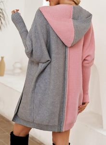 Open Front Long Sleeve Hooded Knit Cardigan Sweaters Women's Outwear Coat