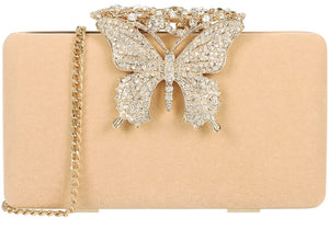 Dexmay Rhinestone Clutch Bag with Crystal Butterfly Clasp Women Evening Handbag Formal Party Purse