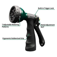 Load image into Gallery viewer, AUTOMAN-Garden-Hose-Nozzle,ABS Water Spray Nozzle with Heavy Duty 7 Adjustable Watering Patterns,Slip Resistant for Plants,Lawn,Washing Cars,Cleaning,Showering Pets &amp; Outdoor Fun.