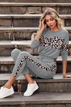 Load image into Gallery viewer, Leopard Sweatsuits Women 2 Piece Sets Crew neck Long Sleeve Tops Pants, Tracksuit with Pockets