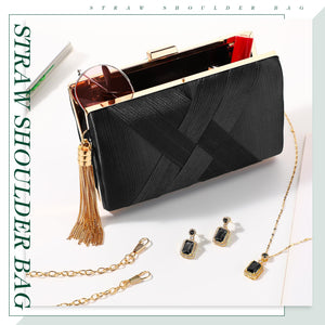 3 Pcs Clutch Purses for Women Handbag Evening Purses Bag for Wedding Vintage Banquet Handbag Earrings Necklace Set