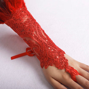 HOMELEX Women Black Lace Feather Gloves Witch Angel Costume Accessories Swan Wings Wrist Bands