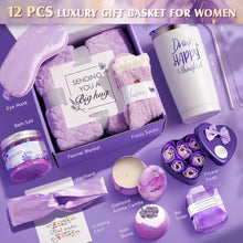 Load image into Gallery viewer, Spa Gifts for Women, Self Care Get Well Soon Gifts Basket for Mom, Wife, Girlfriend, Sister, Purple Gift Set for Valentine&#39;s Day