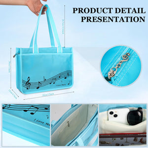 Piano Key Musical Note Tote Bag,Music Shoulder Handbag,Waterproof Nylon Cloth Womens Reusable Shopping Bags