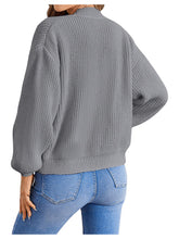 Load image into Gallery viewer, Women&#39;s Color Block Open Front Long Sleeve Ribbed Knit Cropped Cardigan Sweaters