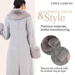 Vince Camuto Winter Coats, Women Single-Breasted Fur Collar Cuffed Womens Jacket