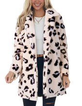 Load image into Gallery viewer, Omoone Women&#39;s Faux Fur Jackets Autumn Winter Leopard Coats Loose Fur Coat with Pockets