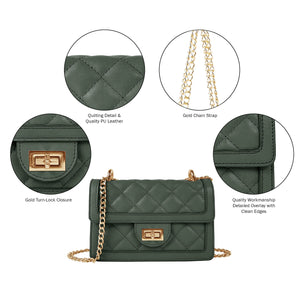 SG SUGU Small Quilted Crossbody Bag, Trendy Designer Mini Shoulder Bag, Phone Wallet Purse for Women