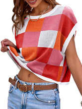 Load image into Gallery viewer, Womens Cap Sleeve Crop Tops Crew Neck Knit Trendy Casual Sweater