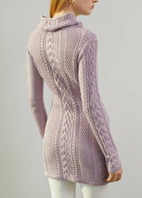 Load image into Gallery viewer, Women Polo Neck Long Slim Fitted Dress Bodycon Turtleneck Cable Knit Sweater