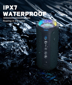 Ortizan Bluetooth Speakers, 40W Loud Portable Wireless Speaker, IPX7 Waterproof Shower Speakers with Bluetooth 5.3, Deep Bass, LED Lights, Stereo Pairing for Home/Party/Outdoor/Beach, Gift Ideas