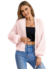 Load image into Gallery viewer, Women&#39;s Color Block Open Front Long Sleeve Ribbed Knit Cropped Cardigan Sweaters